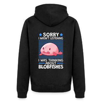 Thought of blobfish ugly fish memes - Unisex Premium Organic Zip Hoodie - black - Back - Nico (187cm)