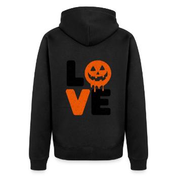 Halloween Love Lustiger Spruch Sprüche - Unisex Premium Bio Zip Hoodie - Schwarz - Hinten - Nico (187cm)