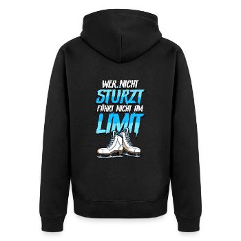 Eislaufen - Unisex Premium Bio Zip Hoodie - Schwarz - Hinten - Nico (187cm)