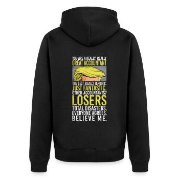 Accountant Bookkeeper Accounting - Unisex Premium Bio Zip Hoodie - Schwarz - Hinten - Nico (187cm)