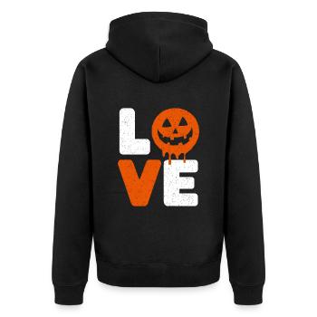 Halloween Love Lustiger Spruch Sprüche - Unisex Premium Bio Zip Hoodie - Schwarz - Hinten - Nico (187cm)