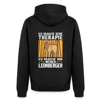 Leonberger keine Therapie deutscher Wachhund - Unisex Premium Bio Zip Hoodie - Schwarz - Hinten - Nico (187cm)