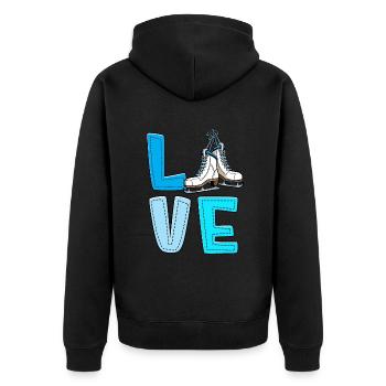 Eislaufen - Unisex Premium Bio Zip Hoodie - Schwarz - Hinten - Nico (187cm)