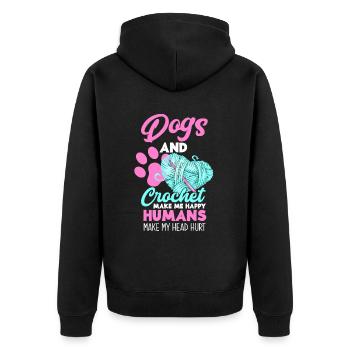 Crochet Chiens Hobby Cadeau - Veste à capuche bio Premium Unisexe - noir - Dos - Nico (187cm)