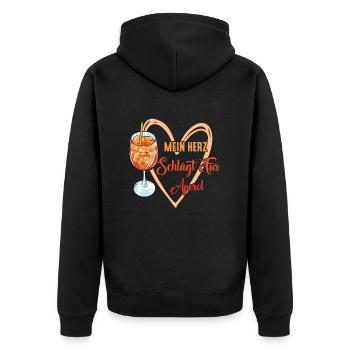 Mein Herz schlägt für Sommerspritzer - Unisex Premium Bio Zip Hoodie - Schwarz - Hinten - Nico (187cm)