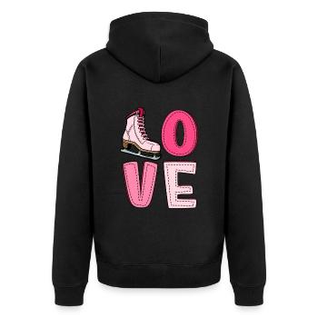 Eislaufen - Unisex Premium Bio Zip Hoodie - Schwarz - Hinten - Nico (187cm)