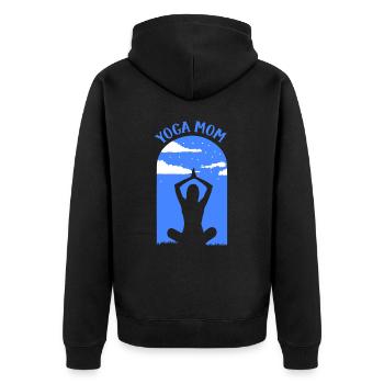 Yoga Mama Hobby Mami Mutter - Unisex Premium Bio Zip Hoodie - Schwarz - Hinten - Nico (187cm)