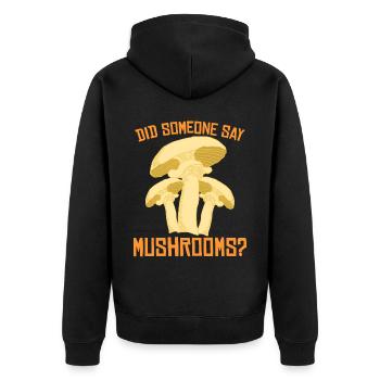 Mushroom pickers Mushroom seekers Mushrooms Mushrooms - Unisex Premium Organic Zip Hoodie - black - Back - Nico (187cm)