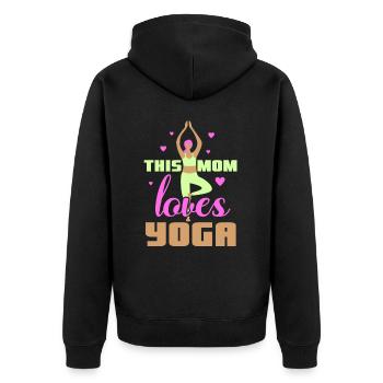 This Mom Loves Yoga Hobby MomMy - Unisex Premium Organic Zip Hoodie - black - Back - Nico (187cm)