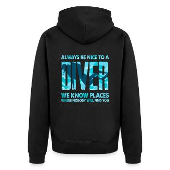 Diver Instructor Diving - Unisex Premium Organic Zip Hoodie - black - Back - Nico (187cm)