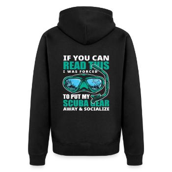 Diver - Unisex Premium Organic Zip Hoodie - black - Back - Nico (187cm)