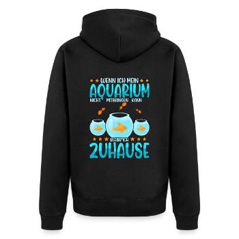 Aquarianer - Unisex Premium Bio Zip Hoodie - Schwarz - Hinten - Nico (187cm)