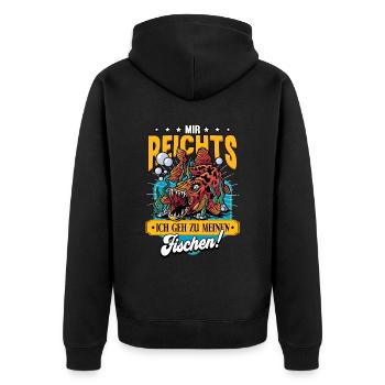 Aquarianer - Unisex Premium Bio Zip Hoodie - Schwarz - Hinten - Nico (187cm)