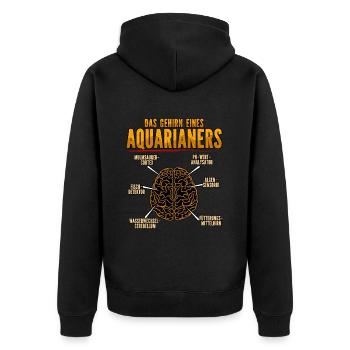 Aquarianer - Unisex Premium Bio Zip Hoodie - Schwarz - Hinten - Nico (187cm)