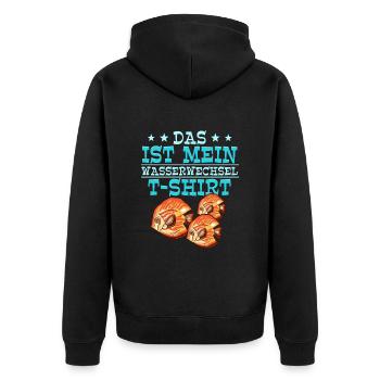 Das ist mein Wasserwechsel T-shirt Aquarianer - Unisex Premium Bio Zip Hoodie - Schwarz - Hinten - Nico (187cm)