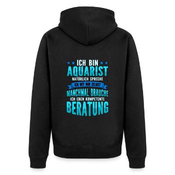 Aquarianer - Unisex Premium Bio Zip Hoodie - Schwarz - Hinten - Nico (187cm)