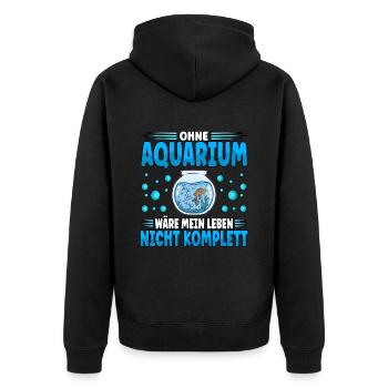 Aquarianer - Unisex Premium Bio Zip Hoodie - Schwarz - Hinten - Nico (187cm)