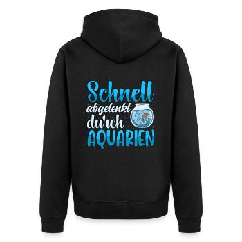 Aquarianer - Unisex Premium Bio Zip Hoodie - Schwarz - Hinten - Nico (187cm)
