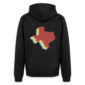 État américain - Carte vintage Texas - Veste à capuche bio Premium Unisexe - noir - Dos - Nico (187cm)