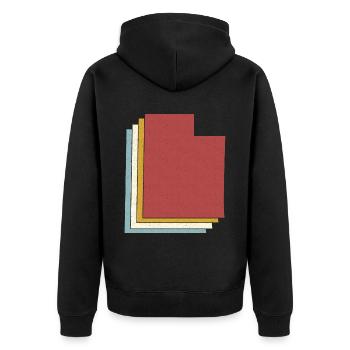US-Bundesstaat - Vintage Karte Utah - Unisex Premium Bio Zip Hoodie - Schwarz - Hinten - Nico (187cm)