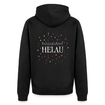 Düsseldorf Konfetti Karneval Fasching Kostümersatz - Unisex Premium Bio Zip Hoodie - Schwarz - Hinten - Nico (187cm)