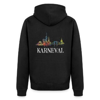 Skyline Düsseldorf Karneval Fünfte Jahreszeit - Unisex Premium Bio Zip Hoodie - Schwarz - Hinten - Nico (187cm)