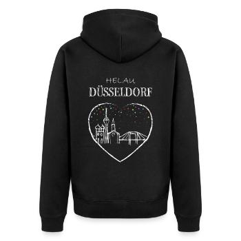 Skyline Düsseldorf Karneval Helau Fasching Jeck - Unisex Premium Bio Zip Hoodie - Schwarz - Hinten - Nico (187cm)