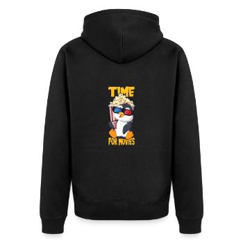 Filme schauen mit dem Cartoon Pinguin - Unisex Premium Bio Zip Hoodie - Schwarz - Hinten - Nico (187cm)