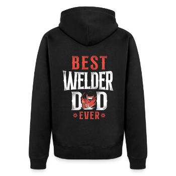 Welder Welding Dad Father Vintage - Unisex Premium Organic Zip Hoodie - black - Back - Nico (187cm)