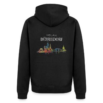 Skyline Düsseldorf Karneval Helau Fasching - Unisex Premium Bio Zip Hoodie - Schwarz - Hinten - Nico (187cm)