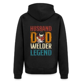 Welder Welding Dad Father Vintage - Unisex Premium Organic Zip Hoodie - black - Back - Nico (187cm)
