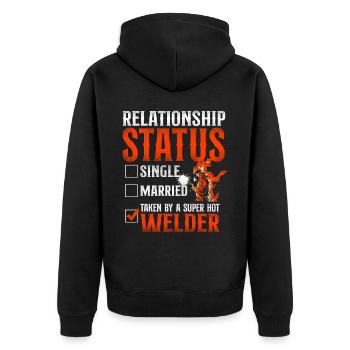 Welder Welding Girlfriend Vintage - Unisex Premium Bio Zip Hoodie - Schwarz - Hinten - Nico (187cm)