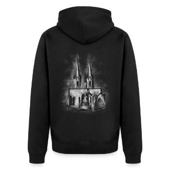 Kölner Dom Köln Cologne Colonia Kölnerin Karneval - Unisex Premium Bio Zip Hoodie - Schwarz - Hinten - Nico (187cm)