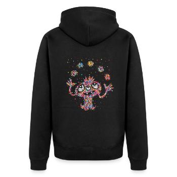Karneval Fasching 5. Jahreszeit Kostümersatz - Unisex Premium Bio Zip Hoodie - Schwarz - Hinten - Nico (187cm)