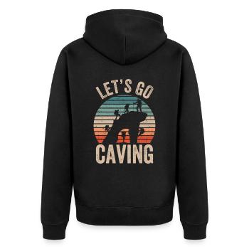 Let's Go To Caving Cave Cave Hiking - Unisex Premium Organic Zip Hoodie - black - Back - Nico (187cm)
