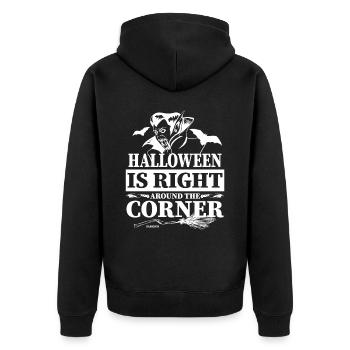 Bald ist Halloween - Unisex Premium Bio Zip Hoodie - Schwarz - Hinten - Nico (187cm)