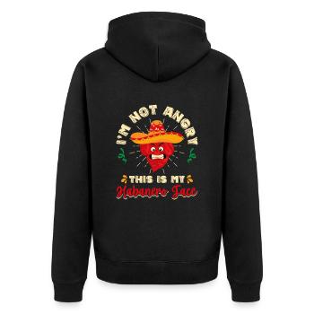 Habanero-Gesicht Design Scoville-Chili-Liebhaber - Unisex Premium Bio Zip Hoodie - Schwarz - Hinten - Nico (187cm)