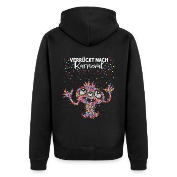 Karneval Konfetti Monster Alien Rosenmontag - Unisex Premium Bio Zip Hoodie - Schwarz - Hinten - Nico (187cm)