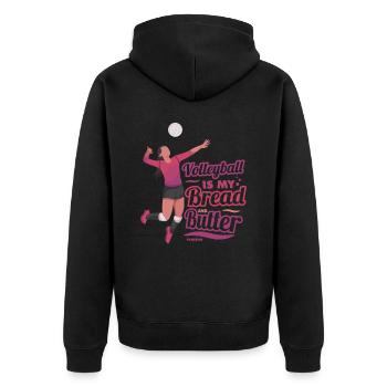 Volleyball Beachvolleyball Geschenk Strand - Unisex Premium Bio Zip Hoodie - Schwarz - Hinten - Nico (187cm)