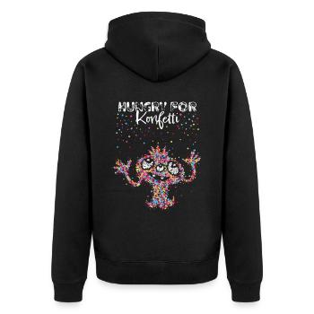 Konfetti Fasnacht Fasching Karneval Rosenmontag - Unisex Premium Bio Zip Hoodie - Schwarz - Hinten - Nico (187cm)
