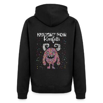 Konfetti Karneval Fasching Fasnacht Rosenmontag - Unisex Premium Bio Zip Hoodie - Schwarz - Hinten - Nico (187cm)