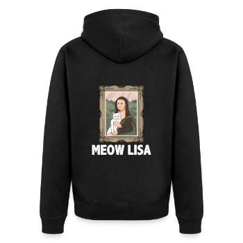 Mona Lisa Cat Art Lovers Cat Lovers - Unisex Premium Organic Zip Hoodie - black - Back - Nico (187cm)