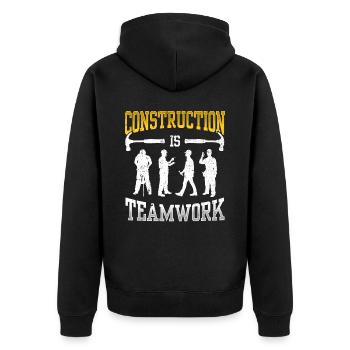 Construction work is teamwork Teamwork Construction Construction site - Unisex Premium Organic Zip Hoodie - black - Back - Nico (187cm)