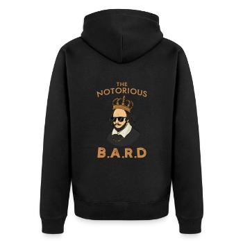 William Shakespeare Theater Party Design - Veste à capuche bio Premium Unisexe - noir - Dos - Nico (187cm)