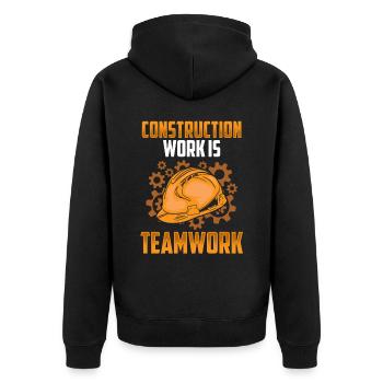 Bauarbeit Ist Teamarbeit Bau Teamwork Baustelle - Unisex Premium Bio Zip Hoodie - Schwarz - Hinten - Nico (187cm)