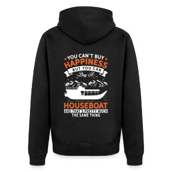 Ich Kann Kein Glück Kaufen, Sondern Hausboot - Unisex Premium Bio Zip Hoodie - Schwarz - Hinten - Nico (187cm)