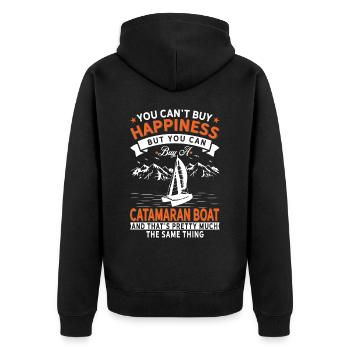 Ich Kann Kein Glück Kaufen, Sondern Katamaranboot - Unisex Premium Bio Zip Hoodie - Schwarz - Hinten - Nico (187cm)