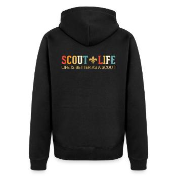 Do you have a passion for Scouting, Hiking and Cam - Unisex Premium Bio Zip Hoodie - Schwarz - Hinten - Nico (187cm)