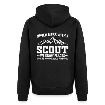 Never Mess With A Scout We Know Places - Scouting - Unisex Premium Organic Zip Hoodie - black - Back - Nico (187cm)