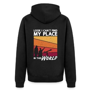 Astronomy Look I Can't Find Space Stars Universe - Unisex Premium Bio Zip Hoodie - Schwarz - Hinten - Nico (187cm)